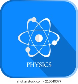 Physics icon paper style with shadow on blue background. Vector illustration.