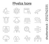 Physics icon set in thin line style