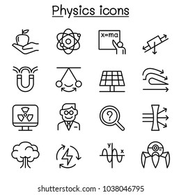 Physics icon set in thin line style