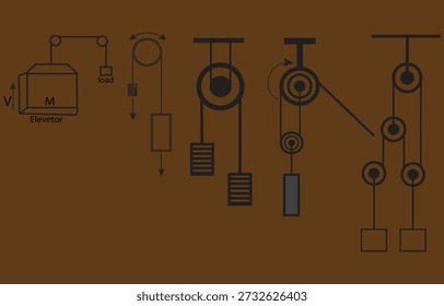Ícones de física na cor preta mostrando átomo, ímã, energia, força, luz e símbolos de movimento, criados em vários estilos para ilustrações científicas, projetos de educação, diagramas e aprendizagem digital