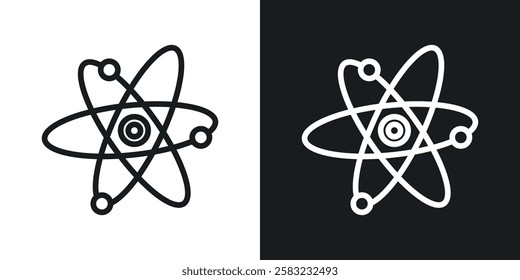 Physics icons in black and white liner strokes for web design.