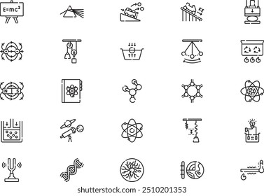 Die Physics Icons Collection ist eine Vektorgrafik mit bearbeitbarem Strich.