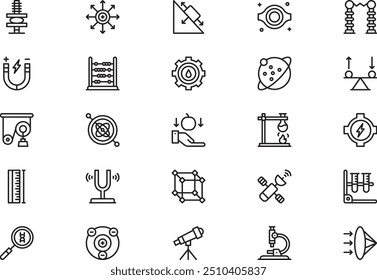 Physics icons collection is a vector illustration with editable stroke.