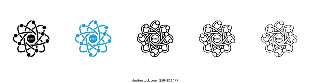 Physics icons collection vectors in black and blue