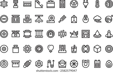 Physics icons High-Quality Vector Icons Collection with Editable Stroke. Ideal for Professional and Creative Projects