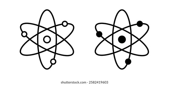 Physics icons pack vectors in black flat and strokes