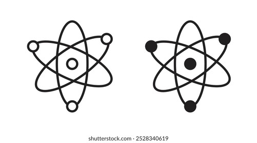Physics icons. Vector set in filled and line style.
