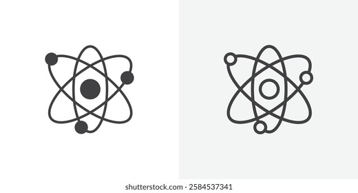 Physics icons vectors illustrations in black fill and liner versions