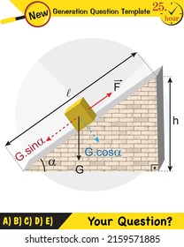 Physics, inclined plane, next generation question template, dumb physics figures, eps