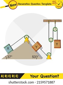 Physics, inclined plane, next generation question template, dumb physics figures, eps