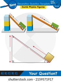 Física, plano inclinado, plantilla de preguntas de próxima generación, figuras mudas de física, eps