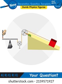 Física, plano inclinado, plantilla de preguntas de próxima generación, figuras mudas de física, eps
