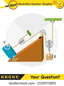 Física, plano inclinado, plantilla de preguntas de próxima generación, figuras mudas de física, eps