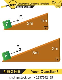 Physics, inclined plane, next generation question template, dumb physics figures, exam question, eps 