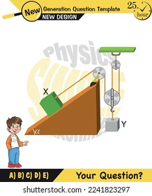 Physics, inclined plane, next generation question template, dumb physics figures, exam question, eps 