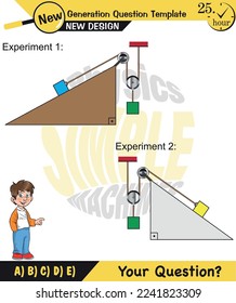 Física, plano inclinado, plantilla de preguntas de próxima generación, cifras tontas de física, pregunta de examen, eps 