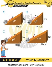 Physics, inclined plane, next generation question template, dumb physics figures, exam question, eps 