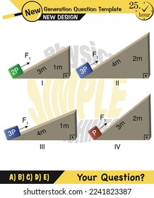 Physics, inclined plane, next generation question template, dumb physics figures, exam question, eps 