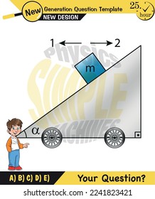 Physics, inclined plane, next generation question template, dumb physics figures, exam question, eps 