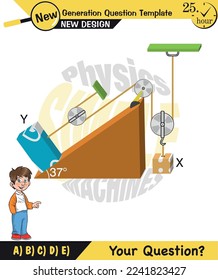 Physics, inclined plane, next generation question template, dumb physics figures, exam question, eps 