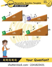 Physics, inclined plane, next generation question template, dumb physics figures, exam question, eps 