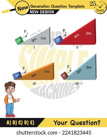 Physics, inclined plane, next generation question template, dumb physics figures, exam question, eps 