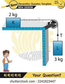 Física, plano inclinado, plantilla de preguntas de próxima generación, cifras tontas de física, pregunta de examen, eps 