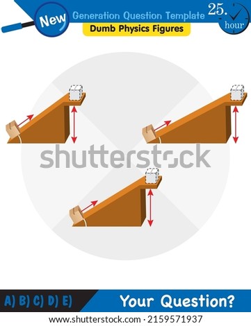 Physics, inclined plane, next generation question template, dumb physics figures, eps
