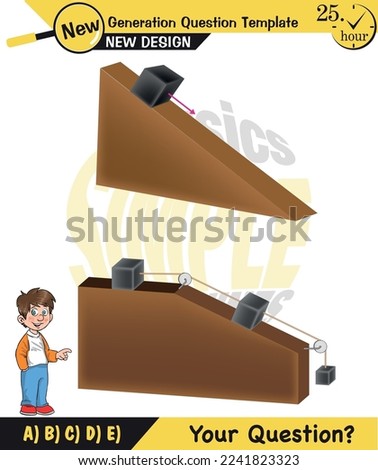 Physics, inclined plane, next generation question template, dumb physics figures, exam question, eps 