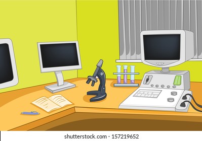 Physics Laboratory. Cartoon Background. Vector Illustration EPS 10.