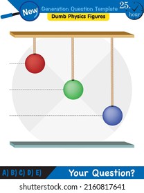 Physik, Die Gesetze der Bewegung, Newtons Bewegungsgesetze, Fragevorlage der nächsten Generation, blöde Physik-Figuren, Prüfungsfrage, eps 