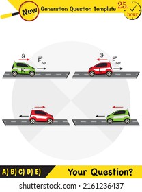 Physics, The laws of motion, Newton's laws of motion, next generation question template, dumb physics figures, exam question, eps