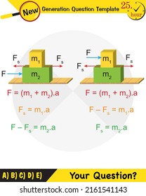 Physics, The laws of motion, Newton's laws of motion, next generation question template, dumb physics figures, exam question, eps
