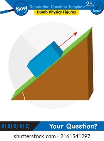 Physik, Die Gesetze der Bewegung, Newtons Bewegungsgesetze, Fragevorlage der nächsten Generation, blöde Physik-Figuren, Prüfungsfrage, eps