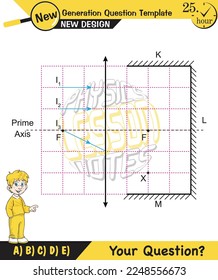 Notas de conferencia de física, luz e iluminación, refracción de luz, lentes convexa y cóncavo, espejo, óptica, espejo plano, eje primario, plantilla de preguntas de próxima generación, para profesores, experimentos