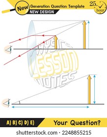 Notas de conferencia de física, luz e iluminación, refracción de luz, lentes convexa y cóncavo, espejo, óptica, espejo plano, eje primario, plantilla de preguntas de próxima generación, para profesores, experimentos