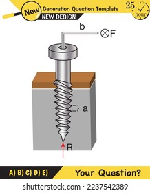 Notas de la clase física, tornillos, principio de trabajo de los tornillos, plantilla de preguntas de la próxima generación, pregunta de examen, eps