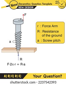 Physics lecture notes, screws, working principle of screws,  next generation question template, exam question, eps