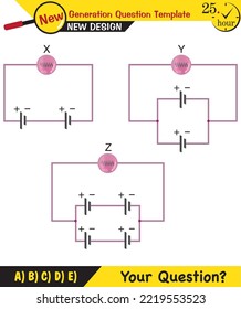 Physics lecture notes - Simple electrical circuits, next generation question template, exam question, eps