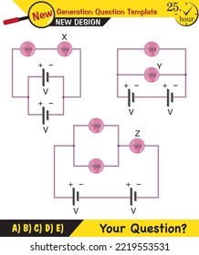 Physics lecture notes - Simple electrical circuits, next generation question template, exam question, eps
