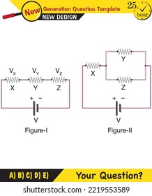 Physics lecture notes - Simple electrical circuits, next generation question template, exam question, eps