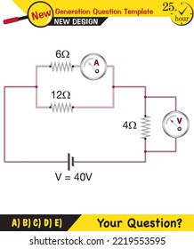 Physics lecture notes - Simple electrical circuits, next generation question template, exam question, eps