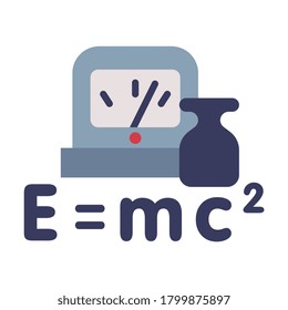 Physics Lesson Symbols, Equivalence of Mass and Energy Formula, Education, Schooling and Learning Elements, Back to School Concept Flat Style Vector Illustration