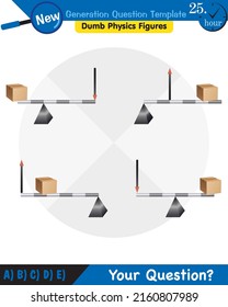 Physics, Lever examples vector illustration, simple machines, next generation question template, dumb physics figures, eps