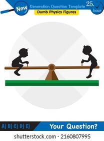 Physics, Lever examples vector illustration, simple machines, next generation question template, dumb physics figures, eps