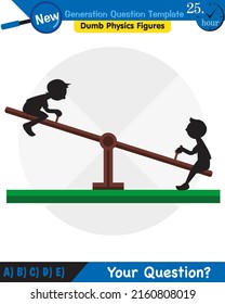 Physics, Lever examples vector illustration, simple machines, next generation question template, dumb physics figures, eps