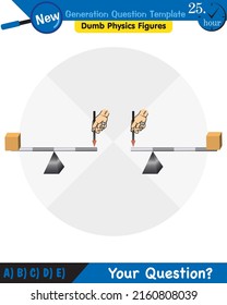 Physics, Lever examples vector illustration, simple machines, next generation question template, dumb physics figures, eps