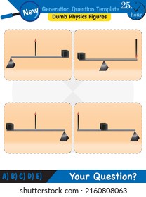 Physics, Lever examples vector illustration, simple machines, next generation question template, dumb physics figures, eps