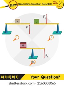 Physics, Lever examples vector illustration, simple machines, next generation question template, dumb physics figures, eps
