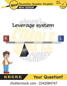 Physics, Lever examples vector illustration, simple machines, next generation question template, dumb physics figures, exam question, eps 